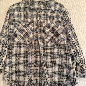 Zara Black and White Textured Shirt